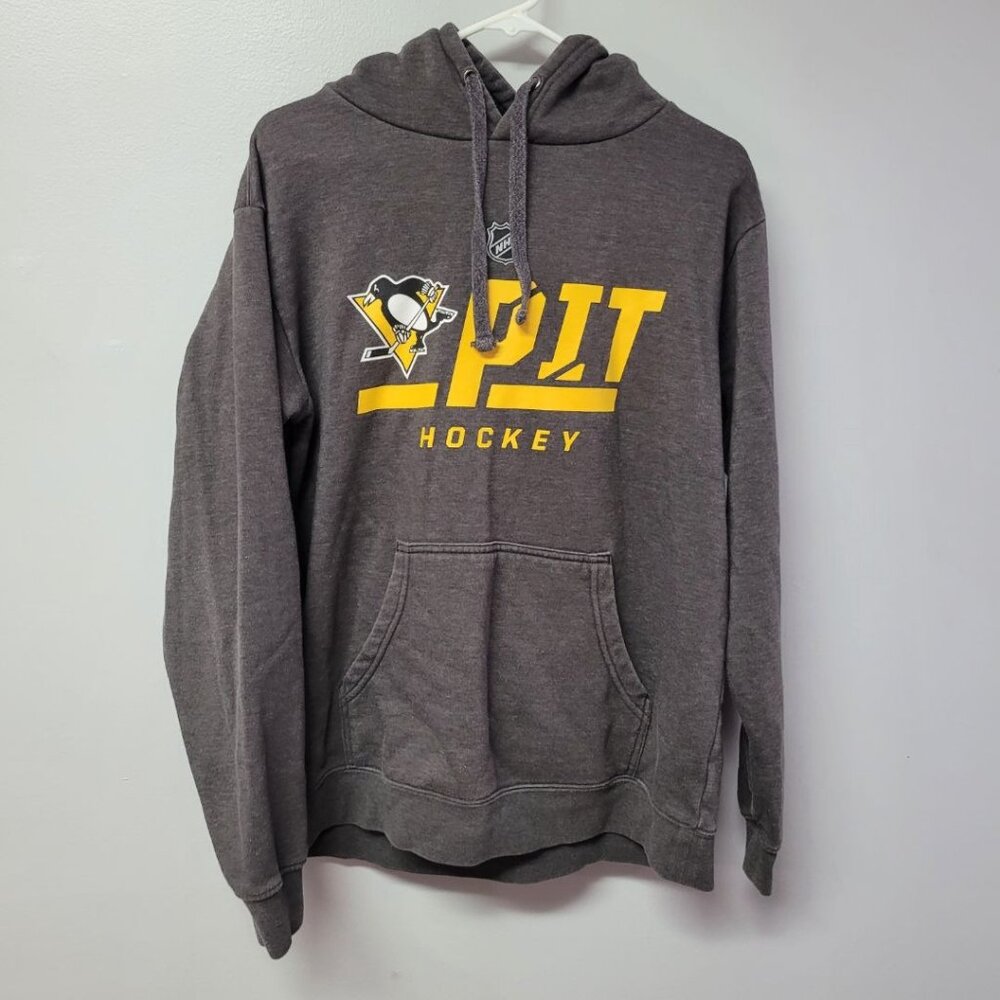 Fanatics Pittsburg Penguins Hoodie Gray Mens Medium NHL Logo Hockey Apparel‎